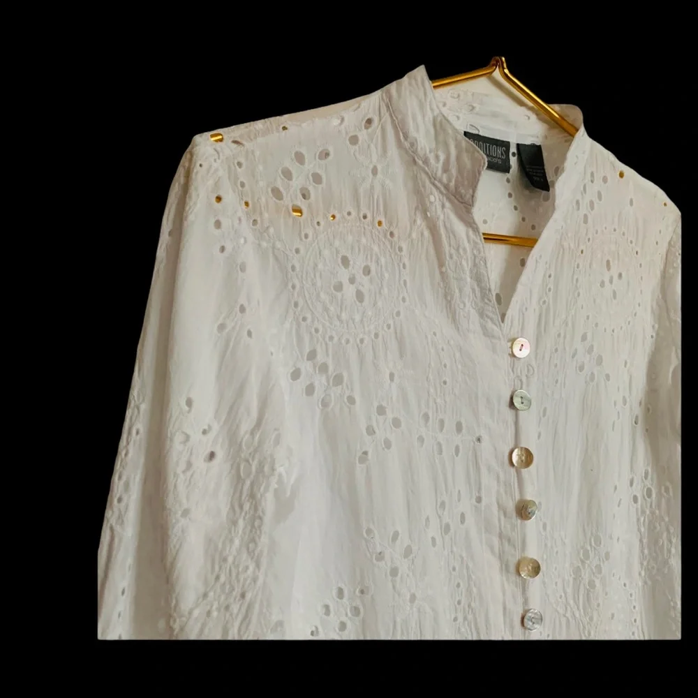 ADDITIONS by CHICO‘S White Eyelet Blouse - Picture 8 of 10